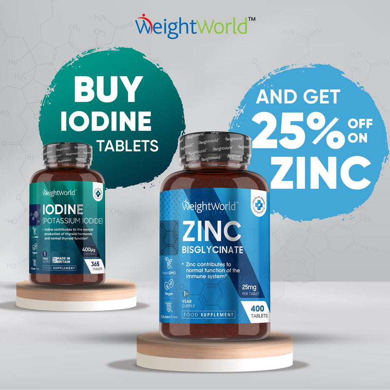 Iodine Tablets 400MCG - High Strength Potassium Iodide 400ug - 365 Vegan Tablets (1 Year Supply) - Non-GMO & Gluten-Free Supplement - Trace Mineral - High Potency Iodine Tablets - UK Made - BeesActive Australia