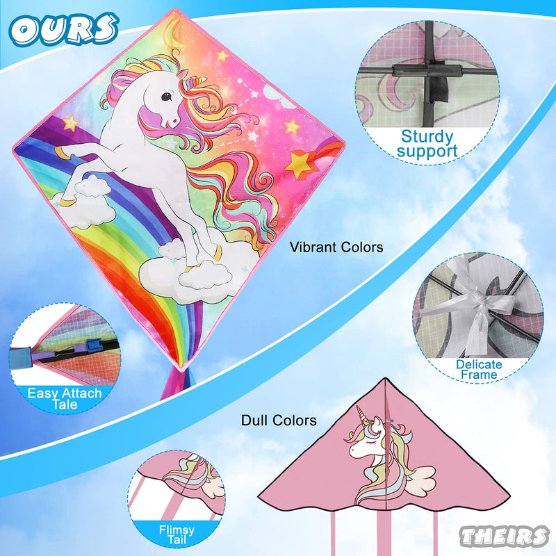 TOY Life Unicorn Kite for Kids Easy to Fly Large Kids Kite - Kites for Kids and Adults Easy to Fly Big Beach Kites for Kids Age 4-8-12 Idea Gift for Children Outdoor Game Activities Beach Trip pink - BeesActive Australia