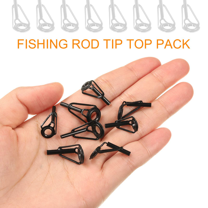Outus 80 Pieces Fishing Rod Tip Repair Kit Stainless Steel Ceramic Ring Guide Tips Rod Guide Replacement Tip for Sea Fishing 8 Sizes Black - BeesActive Australia
