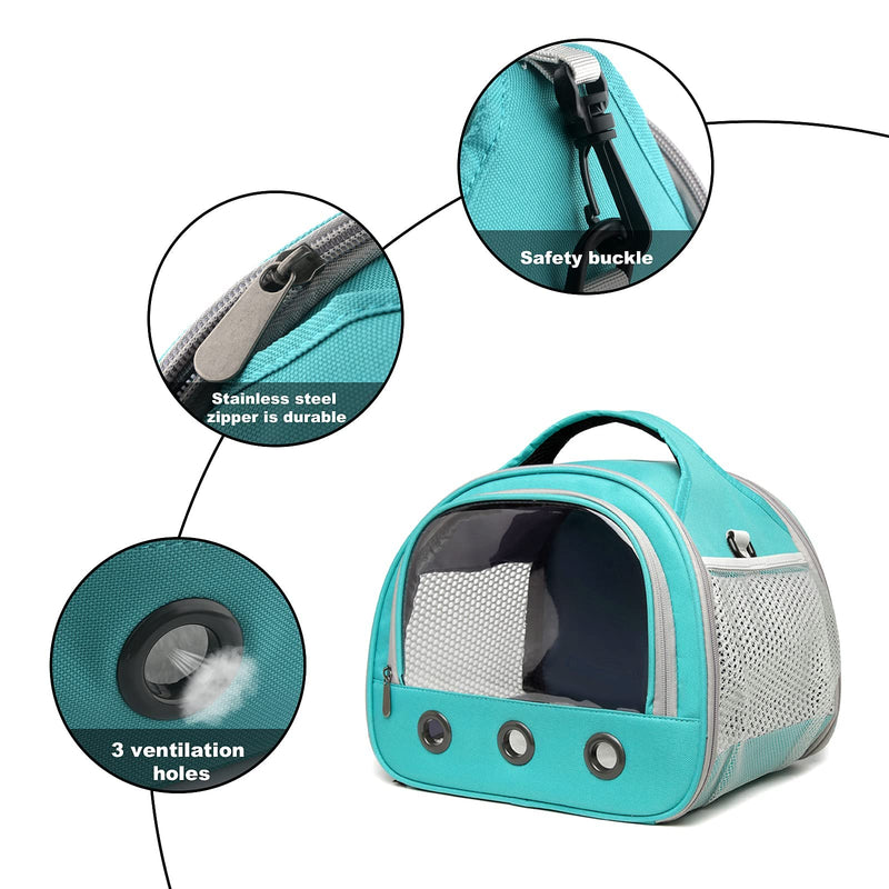Small Pet Carrier Bag with Mat Guinea Pig Travel Carrier with Strap Portable Breathable Rabbit Carrier Outdoor Pet Bag for Squirrel Bunny Hedgehog Guinea Pig Cyan - BeesActive Australia