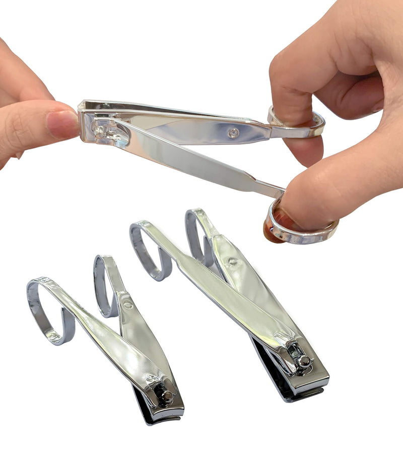 EZ Grip Nail Clippers 6PCS - Stainless Steel Fingernail Clippers for Men & Women - E Z Grip Scissor Like Nail Clippers Set of 4 Nail Scissors (Small and Large) + 2 Nail Files PLUS Eyeglass Pouch - BeesActive Australia