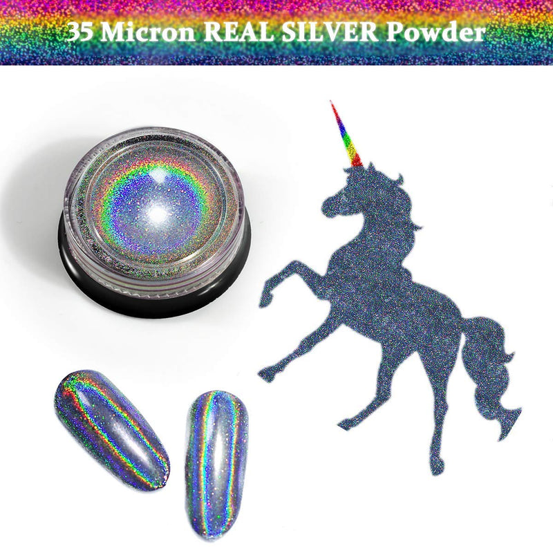 iMethod Chrome Nail Powder - Holographic Nail powder, Chrome Powder for Nails, Holo Nail Powder, Rainbow Unicorn Mirror Effect, Multi Chrome Manicure Pigment, 0.04oz/1g Pattern C - BeesActive Australia