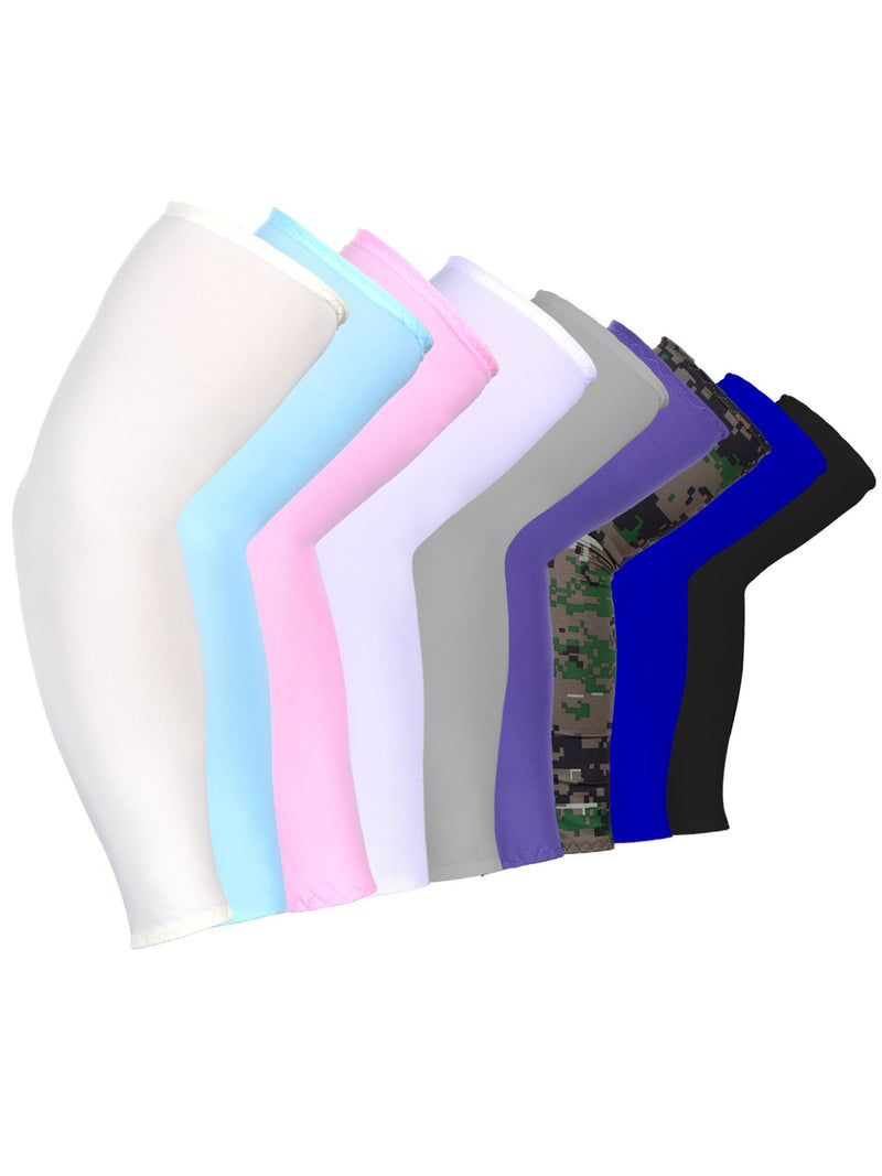 Mudder 9 Pairs Unisex UV Protection Sleeves Arm Cooling Sleeves Ice Silk Arm Sleeves Arm Cover Sleeves (White, Black, Gray, Sky Blue, Pink, Purple, Royal Blue, Camouflage, Yellow) - BeesActive Australia