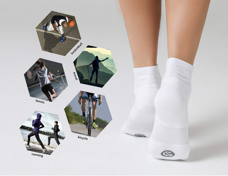 CelerSport 6 Pack Men's Ankle Socks with Cushion, Sport Athletic Running Socks White 9-12 - BeesActive Australia
