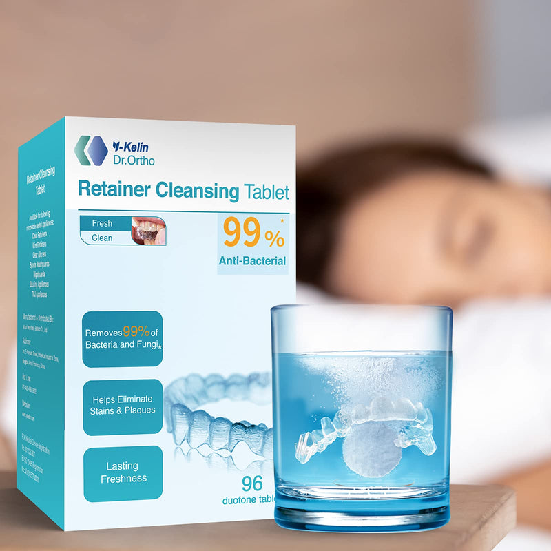 Y-kelin Orthodontic Retainer Cleansing Tablet 96 Tablet (96 Count (Pack of 1)) 96 Count (Pack of 1) - BeesActive Australia