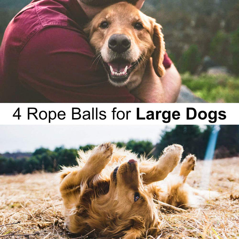 Otterly Pets Large Dog Toys Rope Balls for Dogs Big Tough Natural Cotton Rope Ball Chew Toy Set for Larger Breed (4-Pack) - BeesActive Australia