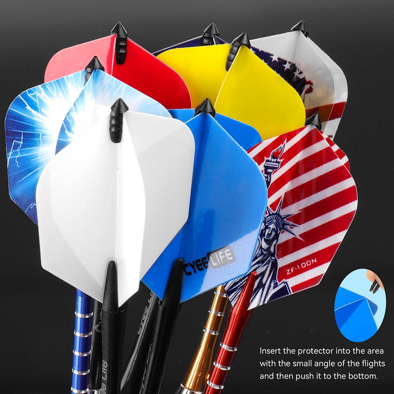 CyeeLife-Steel tip Darts 18g Colorful Barrels,Finger Grip Wax+20 Rubber O Rings+Ring Tool+100 Points+24 Flights(8 Designs)+16 Plastic Protectors+12 Aluminum Shafts+12 Nylon Shafts+Gift Packaging - BeesActive Australia