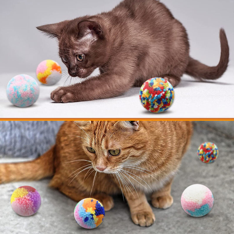 Cat Toys Springs Balls Set 12 Pack - 6 PCS Cat Toy Balls Woolen Yarn Balls - 6 PCS Cat Spring Tube Toys Interactive Cat Chew Toy for Cat Kitten (Random Color) - BeesActive Australia