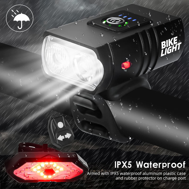Bike Lights Set, USB Rechargeable Bicycle Light Front & Back, 1000 Lumen Bicycle Headlight and Rear Taillight with Turn Signal & Horn, Waterproof and 5+6 Lighting Modes for Night Cycling Road Mountain - BeesActive Australia