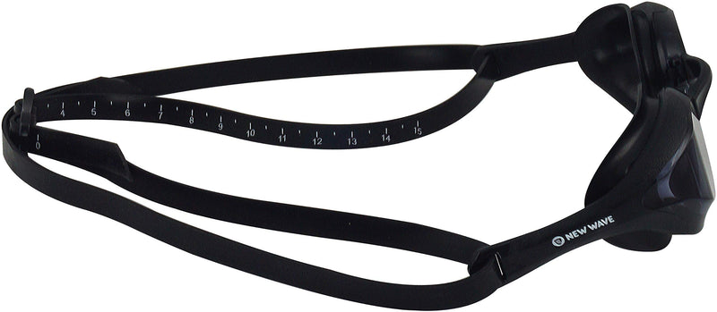 New Wave Swim Goggles with Protective Storage Case - Anti Fog Lenses, Four Nose Bridges for Triathlon & Open Water Swimming Nightfall = Smoke Lens in Black Frame - BeesActive Australia