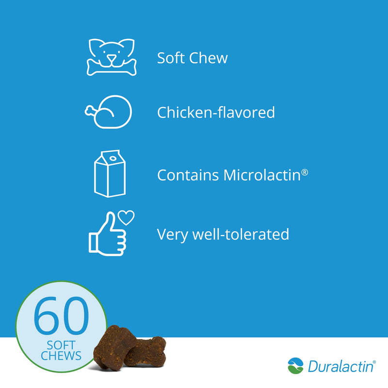PRN Duralactin Canine Soft Chews - Joint Health Supplement for Dogs and Puppies to Help Reduce Inflammation - Chicken-Liver Flavored Canine Chews Containing Dried Milk Protein - 60-Count Bottle - BeesActive Australia