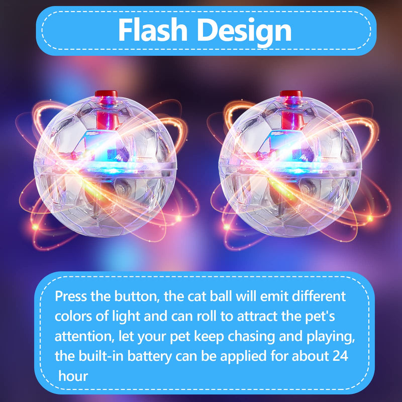 2 Pieces Cat Ball Ghost Hunting Light up Cat Balls Toys Motion LED Motion Activated Flash Cat Ball Light up Dog Interactive Toys Pet Glowing Mini Running Exercise Ball Toys for Animals Activity - BeesActive Australia