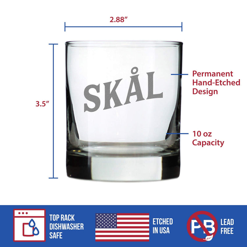 Skal - Norwegian Cheers - Whiskey Rocks Glass - Cute Norway Themed Gifts or Party Decor for Women and Men - 10.25 Oz - BeesActive Australia