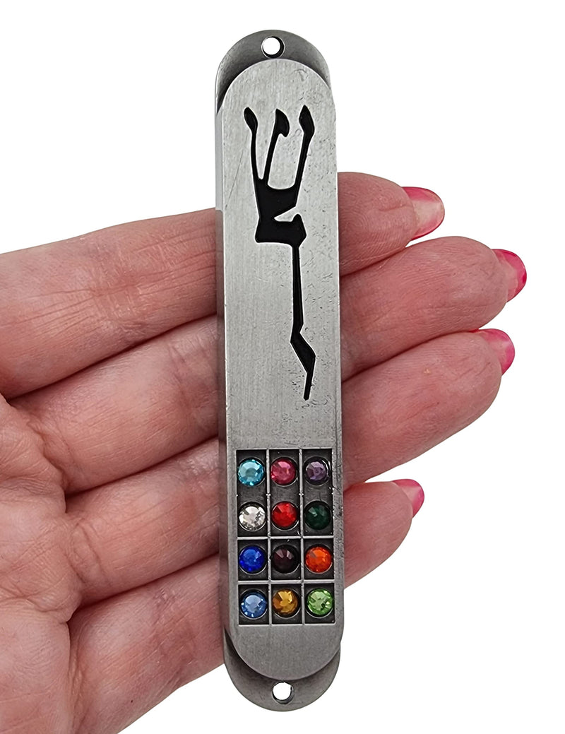 TALISMAN4U Pewter MEZUZAH Case with Scroll 12 Tribes of Israel Hoshen Design Hebrew Shaddai Protection Symbol Judaica Door Mezuza 3.5 Inch - BeesActive Australia