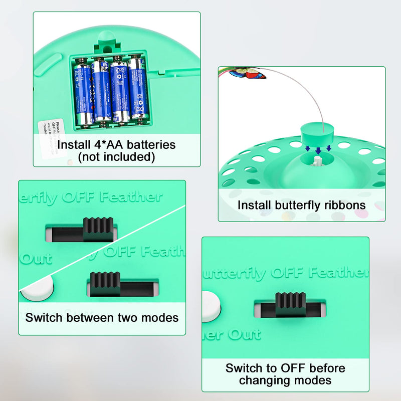 Tyasoleil Cat Toys Automatic, New 3 in 1 Cat Interactive Electronic Toys, 6 Holes Whack-A-Mole Mice Toy, Motorized Butterfly Feather Wand, Teaser Bell Ball, Auto On/Off for Exercise Indoor Kitten Pet - BeesActive Australia