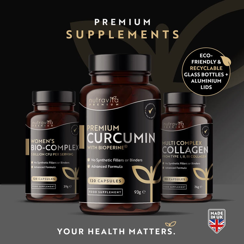 Premium Curcumin 95% Curcuminoids with Bioperine� - 120 High Strength Vegan Capsules - Turmeric Curcumin and Bioperine� (Black Pepper Extract) to Enhance Absorption - Made by Nutravita - BeesActive Australia