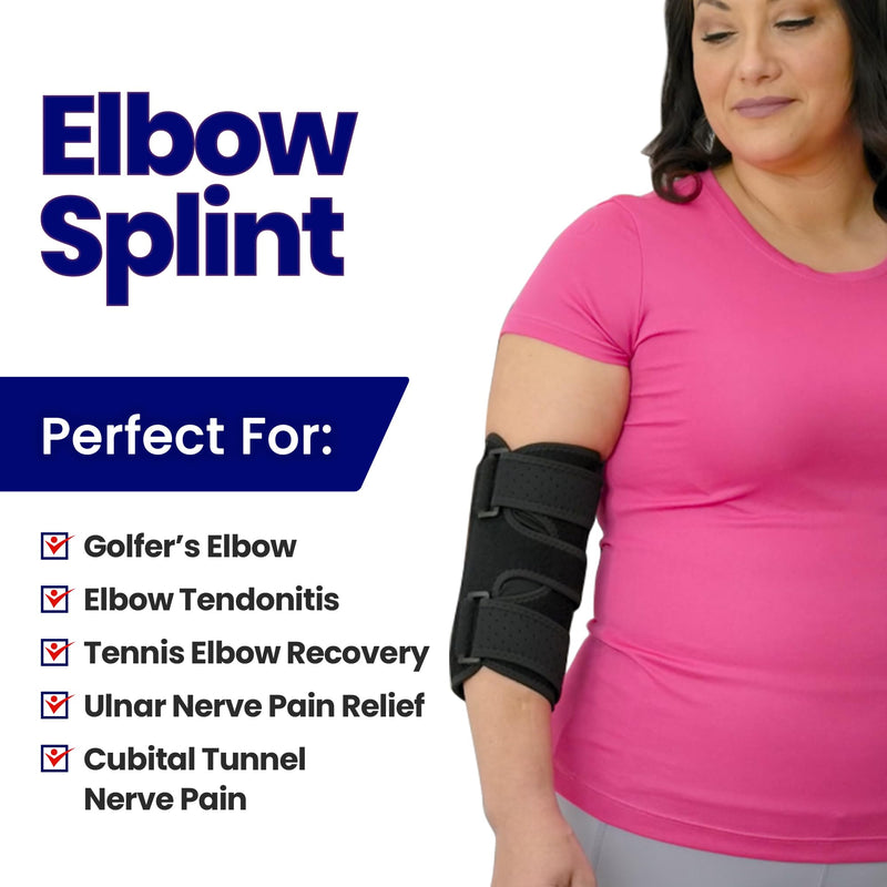 Elbow Splint Tendonitis Elbow Brace – Cubital Tunnel Brace for Sleeping - Tennis Elbow Support with Arm Compression Sleeve Elbow Immobilizer for Ulnar Nerve Brace Elbow Pain Relief Fits Men Women Fits Most - BeesActive Australia