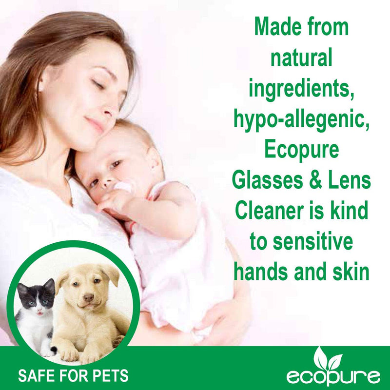 Glasses & Lens Cleaning Kit - 150ml. Contains Only Natural Ingredients. Gently Cleans All dust, Dirt, Marks and Stains from Spectacles, Sun Glasses and Reading Glasses Without harming The Coating. - BeesActive Australia