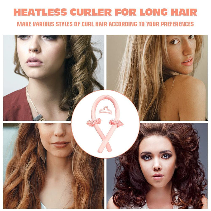 Heatless Hair Rollers - No Heat Curls Best for Natural Wave and Large Curls and Safe to Use DIY, Sleep Styler Rods(Pink) - BeesActive Australia
