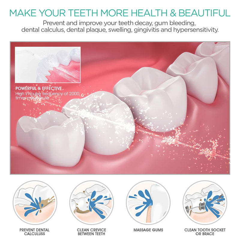 VOYOR Water Flosser for Teeth Cordless, Rechargeable Dental Oral Irrigator Plaque Remover Teeth Cleaner with Multi Modes, IPX7 Waterproof Portable Water Floss Use at Home Travel WF200 - BeesActive Australia