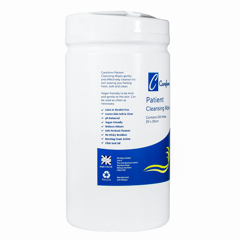 Careform Large Patient Cleansing Adult Wet Wipes - Full Body Wipes No Rinsing Required - 200 Wipes - BeesActive Australia