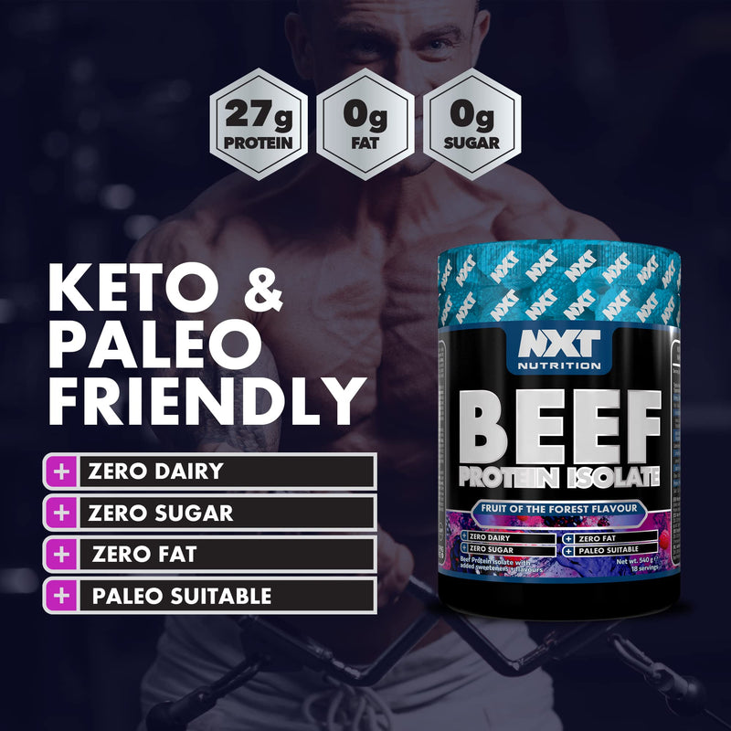 NXT Beef Protein Isolate 540g - High Protein Powder in Natural Amino Acids - Paleo, Keto Friendly - Dairy and Gluten Free | 540g (Fruits of The Forest) - BeesActive Australia