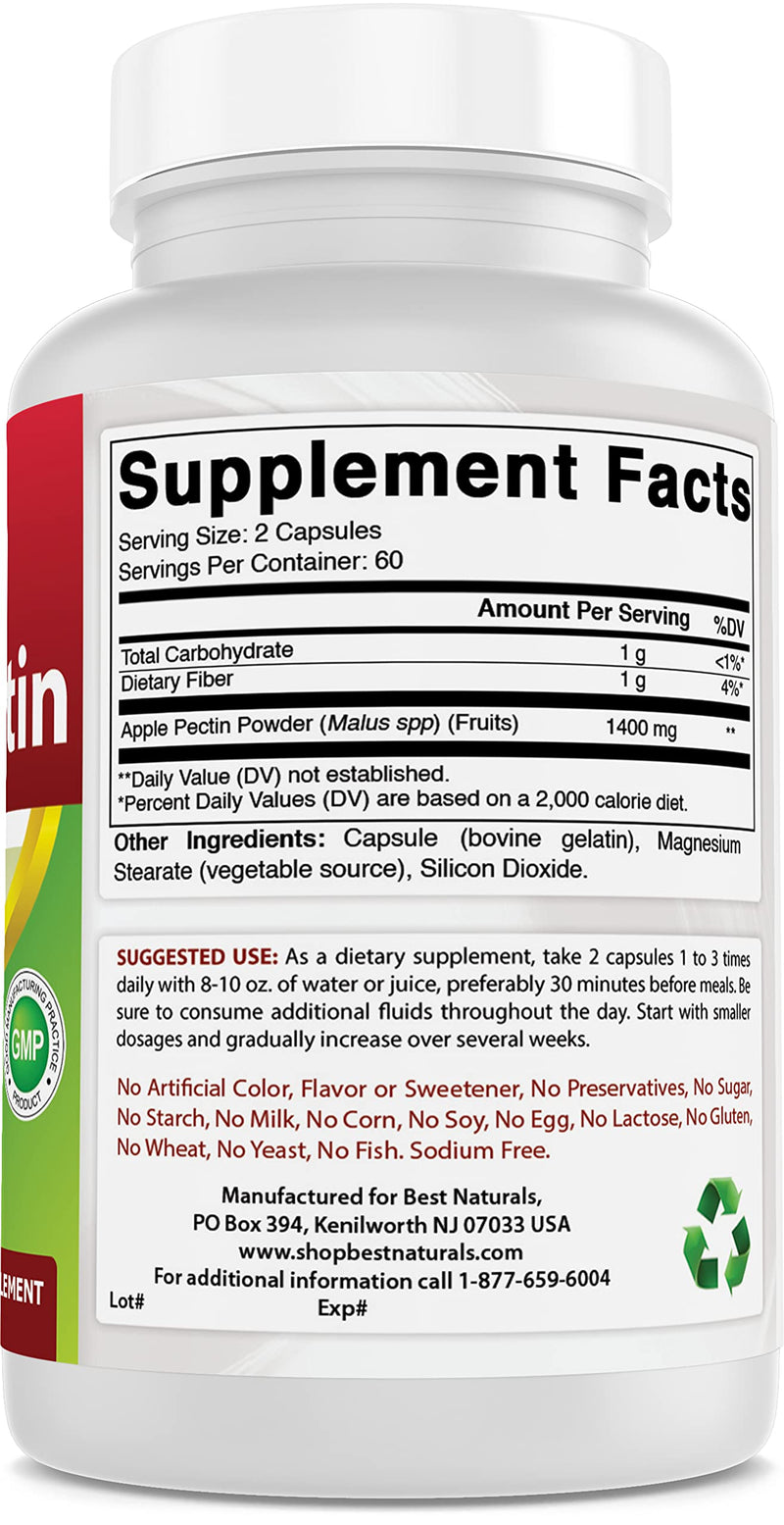 Best Naturals Apple Pectin 700 mg 120 Capsules (120 Count (Pack of 1)) 120 Count (Pack of 1) - BeesActive Australia