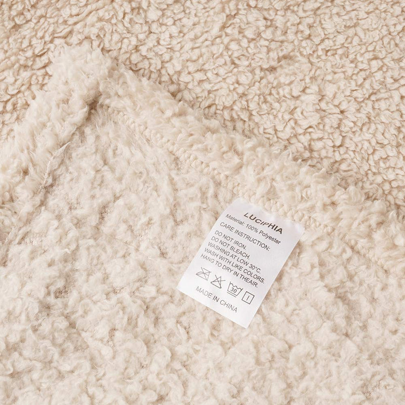 Premium Fleece Dog Blanket Soft Pet Sherpa Throw for Dog Puppy Cat Medium(31*41") Beige - BeesActive Australia
