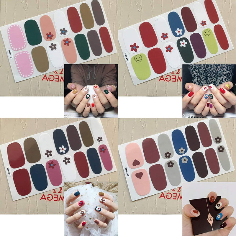 SILPECWEE 20 Sheets Adhesive Nail Polish Strips Stickers Tips and 1Pc Nail File Flower Nail Wraps Decals Manicure Accessories NO2 - BeesActive Australia