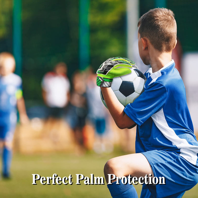 Soccer Goalie Gloves Kids Youth Adult, Goalkeeper Gloves Strong Grip with Fingersave and Double Wrist Protection, Fit Match Training Green 10 - BeesActive Australia