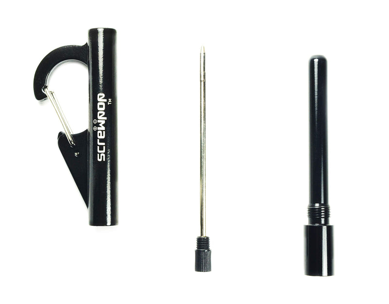 Screwpop Inkbiner Travel Keychain Pen with Bottle Opener Ultra-Compact Easy Grip Alloy Black (Amazon 2.75" Standard Ink Refills) - BeesActive Australia