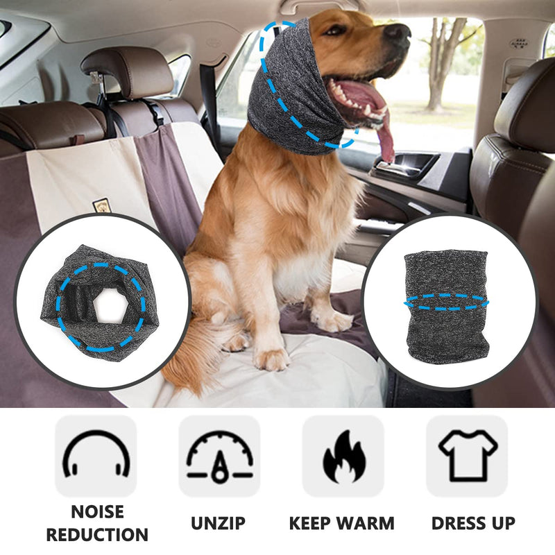 PATTEPOINT Dog Ear Cover for Anxiety Relief, Stretchy Head Sleeve Snood for Noise Reduce Grooming, Earmuffs for Cats&Dogs Medium Grey - BeesActive Australia