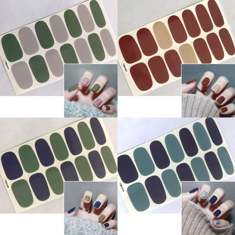 SILPECWEE 30 Sheets Adhesive Nail Polish Strips Stickers 1Pc Nail File Solid Color Ombre Nail Wraps Nail Art Decals Manicure Kit for Women No1 - BeesActive Australia