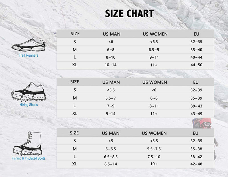Unigear Traction Cleats Ice Snow Grips with 18 Spikes for Walking, Jogging, Climbing and Hiking Orange X-Large - BeesActive Australia