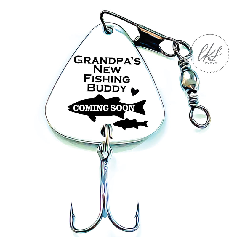 New Fishing Buddy Lure Pregnancy Announcement Idea New Dad Pregnant Gift Grandpa's Fishing Buddy - BeesActive Australia