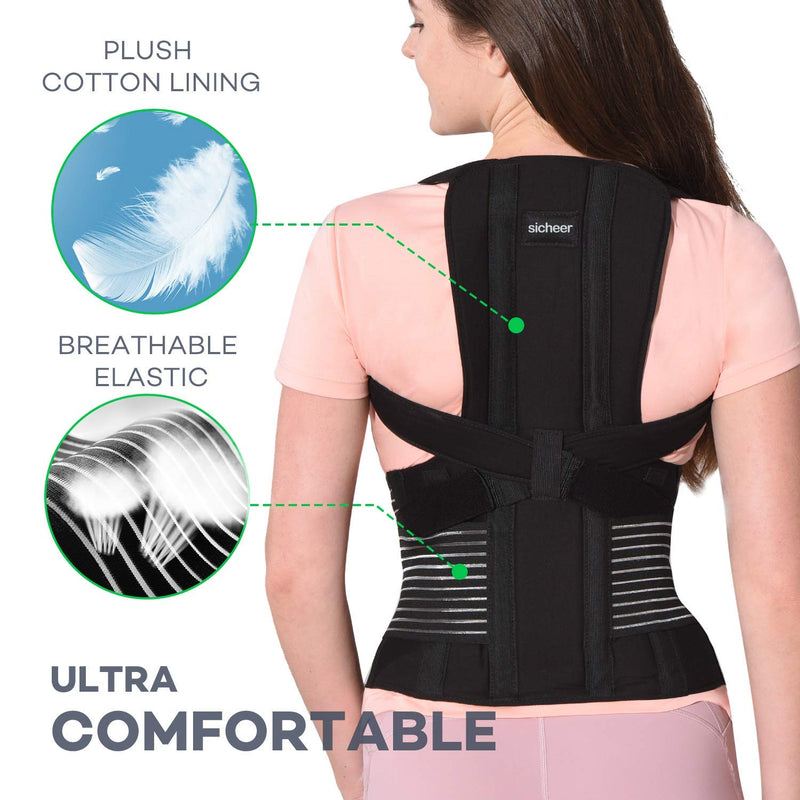 sicheer Posture Corrector for Women and Men Back Brace Straightener Shoulder Upright Support Trainer for Body Correction and Neck Pain Relief, Small(waist 26-33 inch) - BeesActive Australia