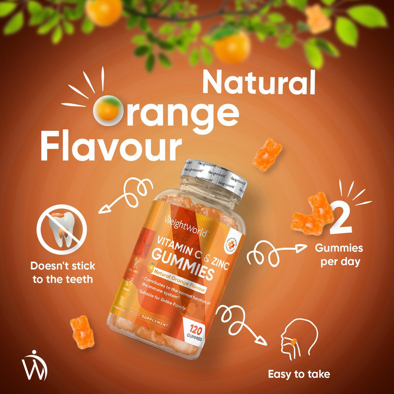 Vitamin C and Zinc Gummies for Adults & Kids - 200mg VIT C as L-Ascorbic Acid - 120 Chewable Vitamin C Gummies - Low Sugar, Natural Orange Flavour, Immunity Vitamins - Hair, Skin & Nail Vitamins - BeesActive Australia