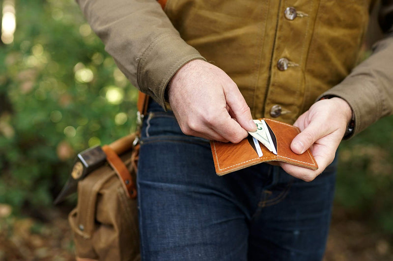1844 Helko Werk Frontier Collection Leather Bifold Wallet - Wallets for Men Made in USA - Bifold wallet for men Thin Wallet Handmade Leather Wallet Mens Wallets #F8280 (Compact) Compact - BeesActive Australia
