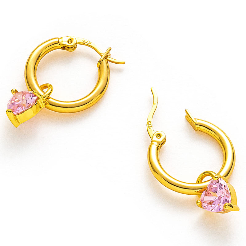 C.Paravano Hoop Earrings for Women | 925 Sterling Silver or 18K Gold Plated Hoop Earrings | Huggie Earrings for Women | Lightweight Hoops | Hypoallergenic Earring for Women EARRING_39_PINK - BeesActive Australia