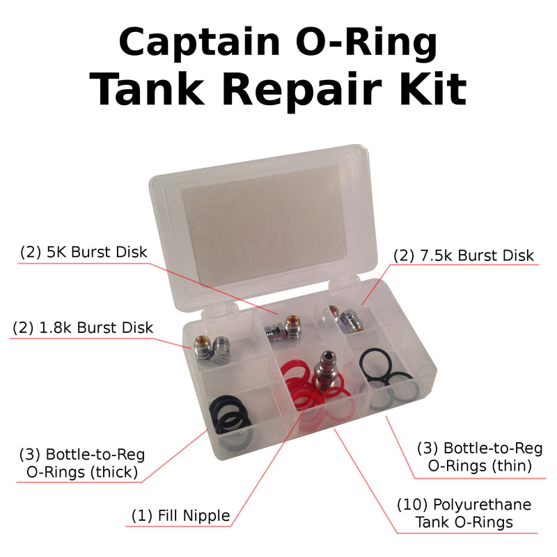 [AUSTRALIA] - Captain O-Ring Paintball Tank Repair Kit (Burst Disks, Fill Nipple, Tank O-Rings, etc) 