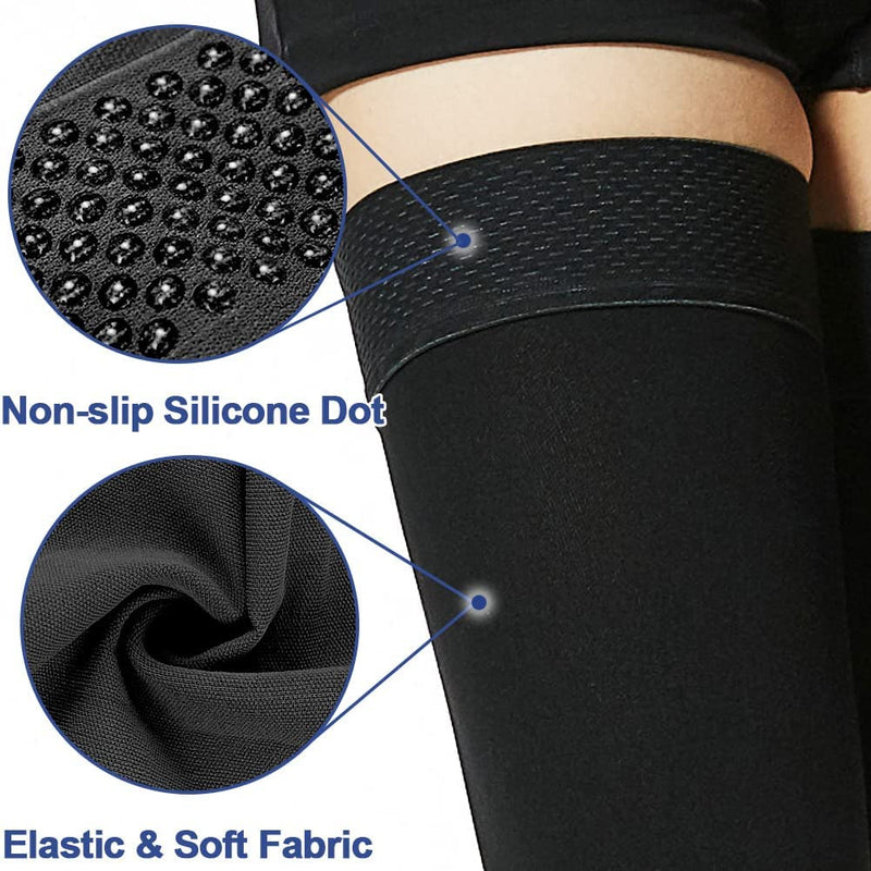 Beister Medical Open Toe Thigh High Compression Stockings with Silicone Band for Women & Men, Firm 20-30 mmHg Graduated Support for Varicose Veins, Edema, Flight （2 in a Pack，Not Two Pairs） Black 4X-Large - BeesActive Australia