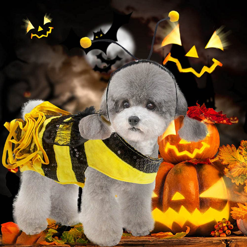 Dog Bee Costume Halloween Costumes for Dogs, Halloween Bee Dog Costume Pet Bumblebee Dress Costume, Dog Bumblebee Costume Funny Pet Halloween Outfit with Cap for Small Medium Large Dogs Cats - BeesActive Australia