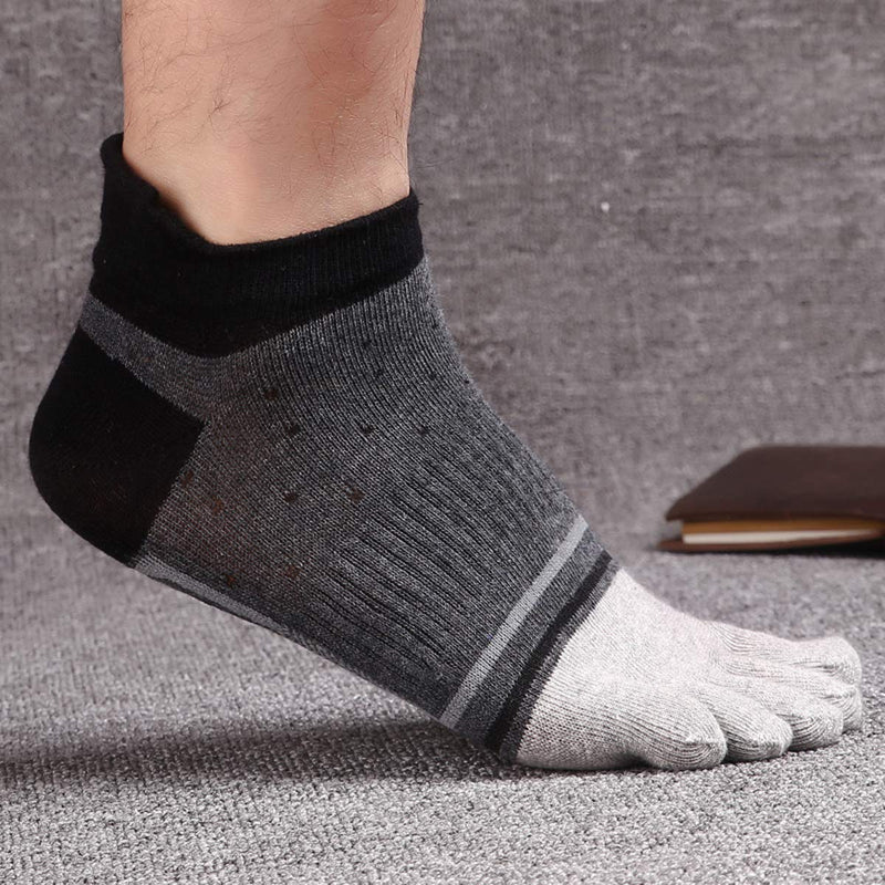 Men Cotton Low Cut Toe Socks 5 Finger No Show Mesh Wicking 6 Pack 9 Pack Black2 - BeesActive Australia