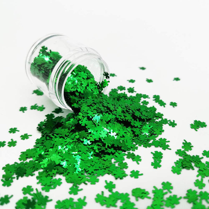 4 Pots St Patrick Day Clover Nail Sequin Shamrocks Nail Art Glitter Nail Art Flakes Nail Art Decoration 3D Acrylic Manicure Laser Holographic Nail Sparkle Glitter DIY Accessories - BeesActive Australia