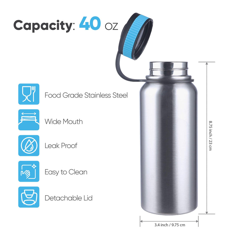 Gearland Canteen Stainless Steel Water Bottle with Nested Camping Cup and Lid for Bug Out Bag, Bushcraft Gear, Metal Canteen with a Wide Mouth Water Bottle and Mess Kit - BeesActive Australia