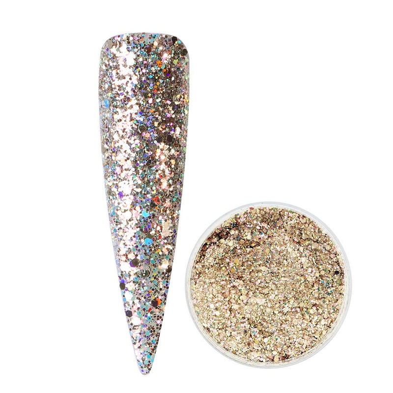 28g/Box Champagne Color Shine Glitter Hexagon Sequins Paillette Dip Powder Nails Dipping Nails Long-lasting Nails No UV Light Needed (HJ-ND064B-No.137) Dip-No.137 - BeesActive Australia