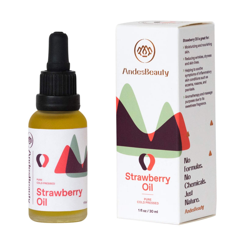 AndesBeauty Strawberry Seeds Oil – 1 Fl Oz Cold-Pressed Strawberry Seeds – Pure and Natural Strawberry Oil – Ideal for Skin Care Treatments, Aromatherapy, Hair, Skin - Rich in Nutrients - BeesActive Australia