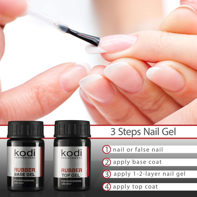 Professional Rubber Top & Base Gel Set By Kodi | 14ml 0.49 oz | Soak Off, Polish Fingernails Coat Kit | For Long Lasting Nails Layer | Easy To Use, Non-Toxic & Scentless | Cure Under LED Or UV Lamp - BeesActive Australia