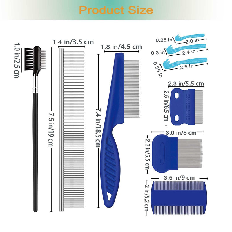 Pet Grooming Comb Kit, Tear Stain Remover Brush, Undercoat Rake for Dogs & Cats, Dematting Tool for Long Haired Dogs Kittens Puppies, Flea Comb for Removal Dandruff Tangles Knots, Shedding Hair & Fur - BeesActive Australia