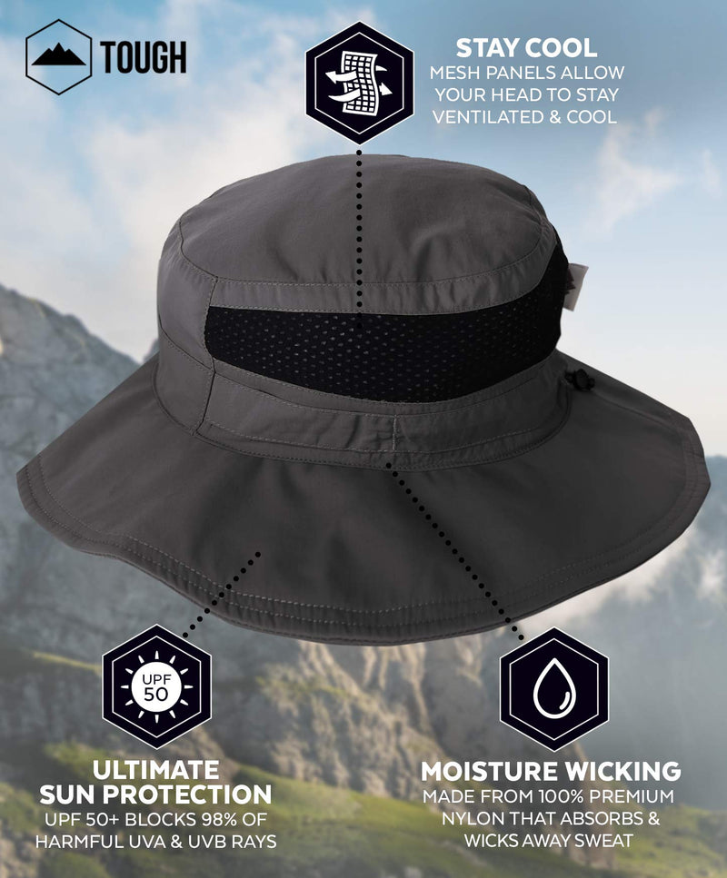 [AUSTRALIA] - Fishing & Hiking Boonie Sun Hat - UV Protection Safari & Camping Bucket Hats for Men & Women for Outdoor Gardening - UPF 50+ Dark Gray 